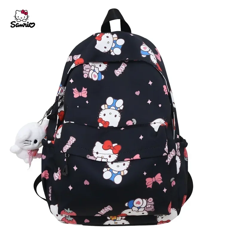 Sac d'école graffiti Hello Kitty pour filles, sac à main étudiant, vague de pinceau, étanche SR Sanurgente, polyvalent