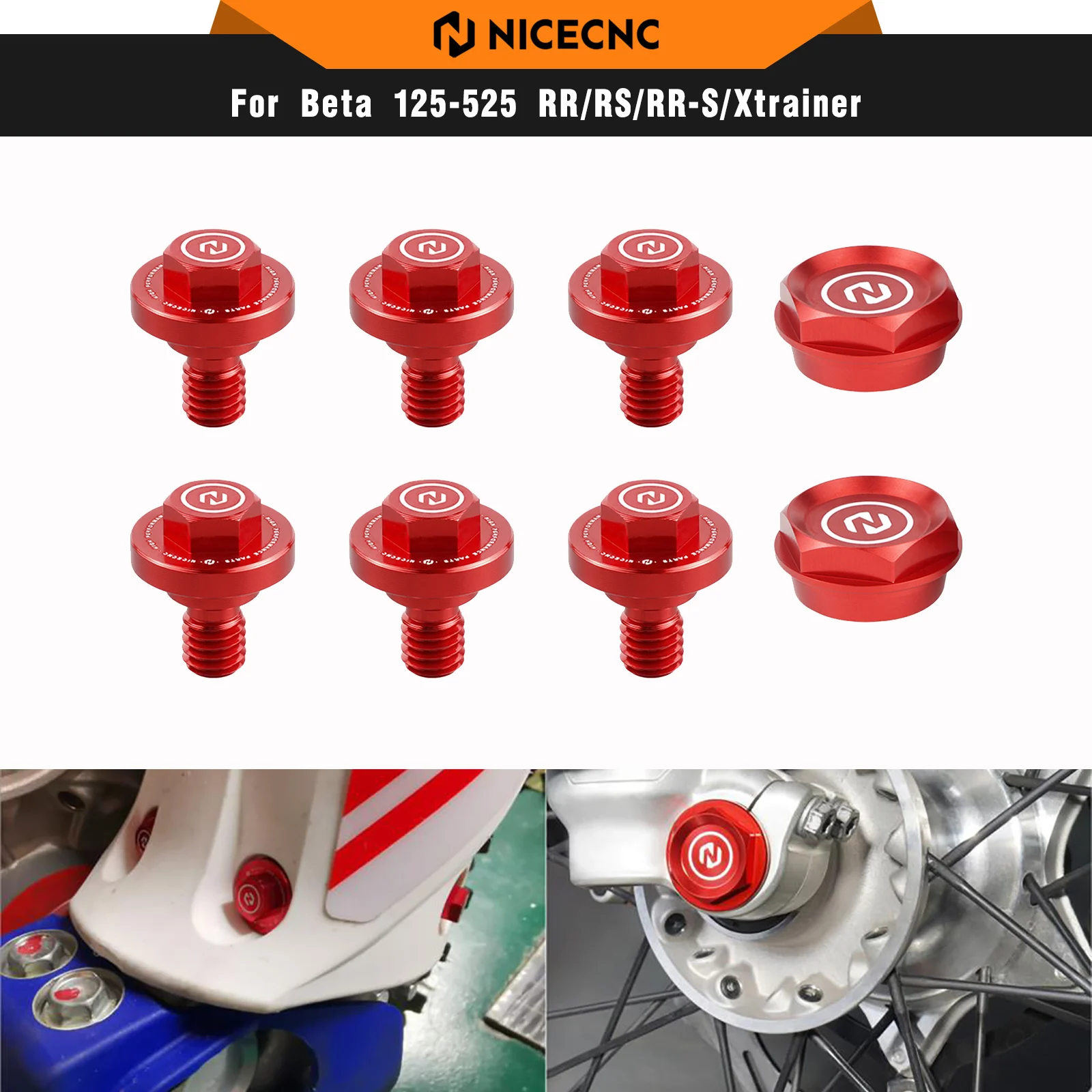 

NICECNC M6X8 Front Fork Guard Bolt Screw & Axle Nut Kit For Beta RR300 RR250 RR125 RR200 RR350 RR 450 480 498 RR-S 350 2020-2022