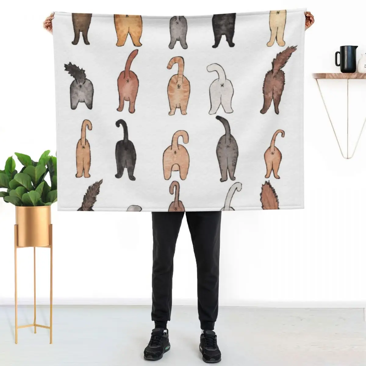 Cat butts Throw Blanket for sofa Winter beds Thermals For Travel Decorative Sofa Warm Sofa Quilt Blankets