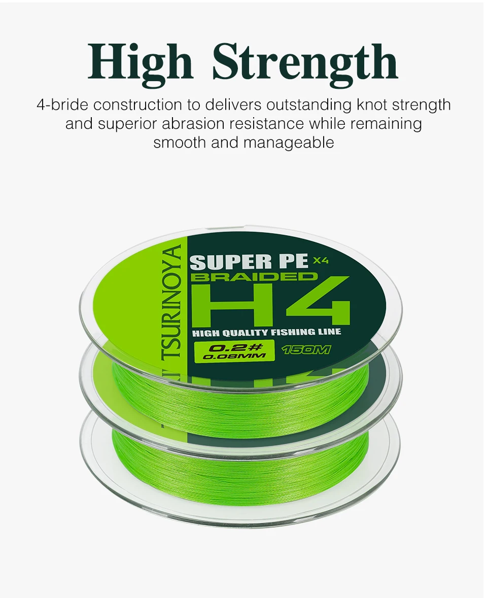 Tsurinoya 4 webt pe Angelschnur h4 4-8lb 150m leichtes Spiel Forellen spiel Long Casting 4 Strang geflochtene glatte Multi filament schnur – Detail 8