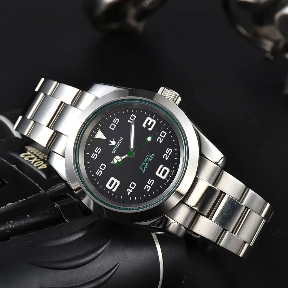 Orologio da uomo da 39 mm con movimento NH35 orologio meccanico automatico vetro zaffiro cinturino in acciaio inossidabile orologio personalizzato da lavoro