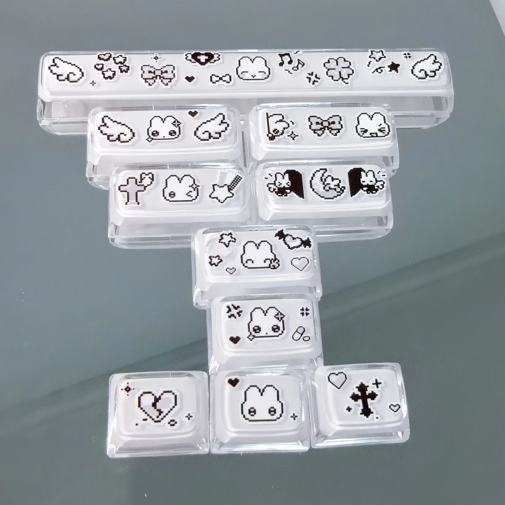 Cute Pixel Rabbit Custom Keycap Personalized Cartoon DIY Supplement Keycaps for Cherry MX Switch Mechanical Keyboard