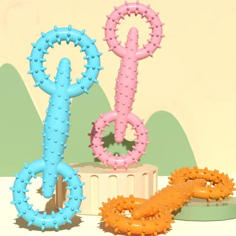 Dog Boredom Relief Pull Ring Puppy Chewing Toy Indestructible Pet Pull Ring Toys Interactive Puppy Chew Toy for  Teeth Cleaning