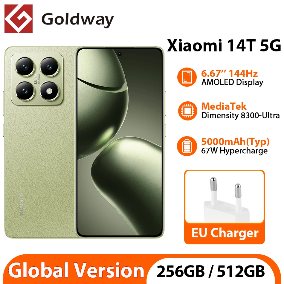 Глобальная версия Xiaomi 14T 5G MediaTek Dimensity 8300-Ultra, 144 Гц, AI-дисплей, 50-мегапиксельная камера Leica, 67 Вт, мобильный телефон HyperCharge NFC
