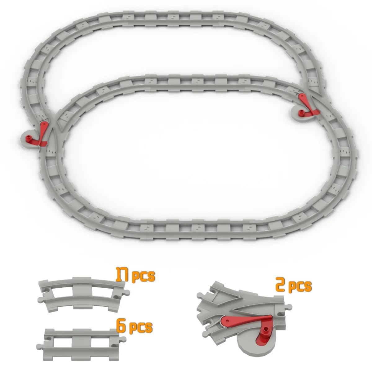 Big Building Block Light Gray Railroad Track Compatible Duplo Trains Parts kit Platform Curved Track Toy Set For Children\'s Gift