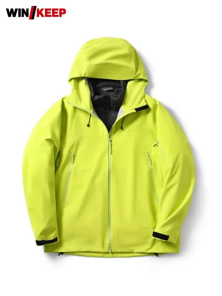 

Мужская демисезонная ветрозащитная и водонепроницаемая куртка для походов с воротником-стойкой и капюшоном, для активного отдыха, путешествий и кемпинга