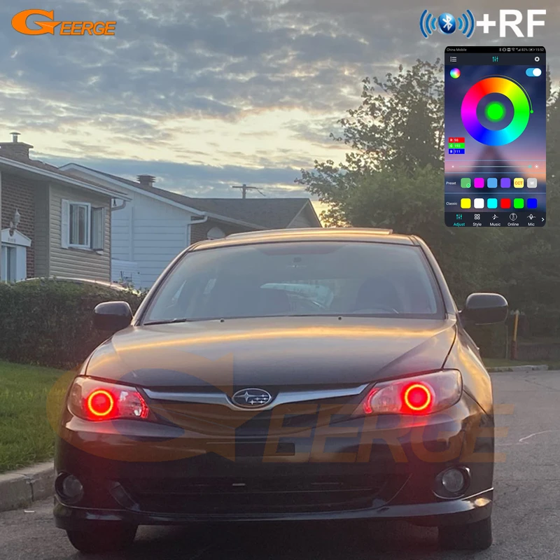 For Subaru Impreza WRX STI 2008 2009 2010 2011 - 2014 Bluetooth App Ultra Bright Multi-Color RGB Led Angel Eyes Kit Halo Rings