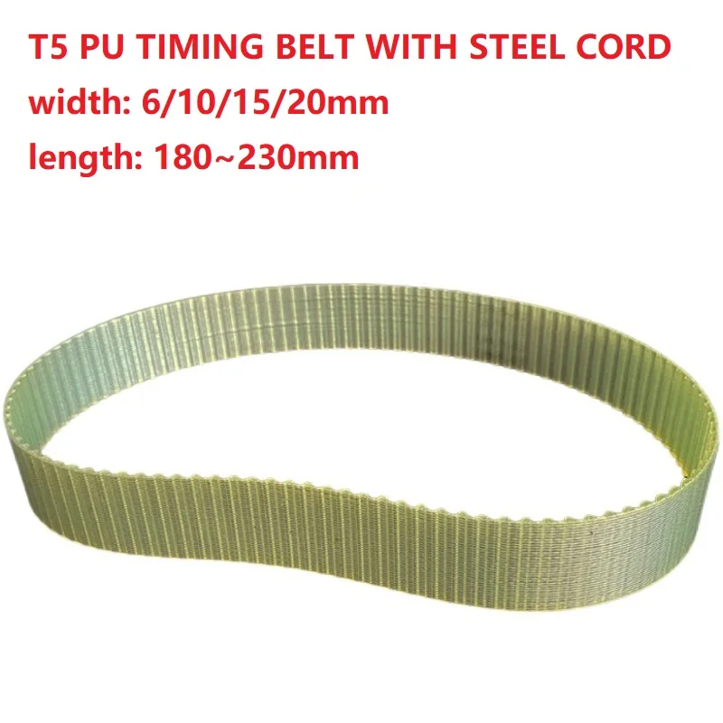 

Polyurethane PU T5 165mm-230mm Belt Length 33Teeth-46teeth Transmission Timing Belt Close Loop With Steel Cord