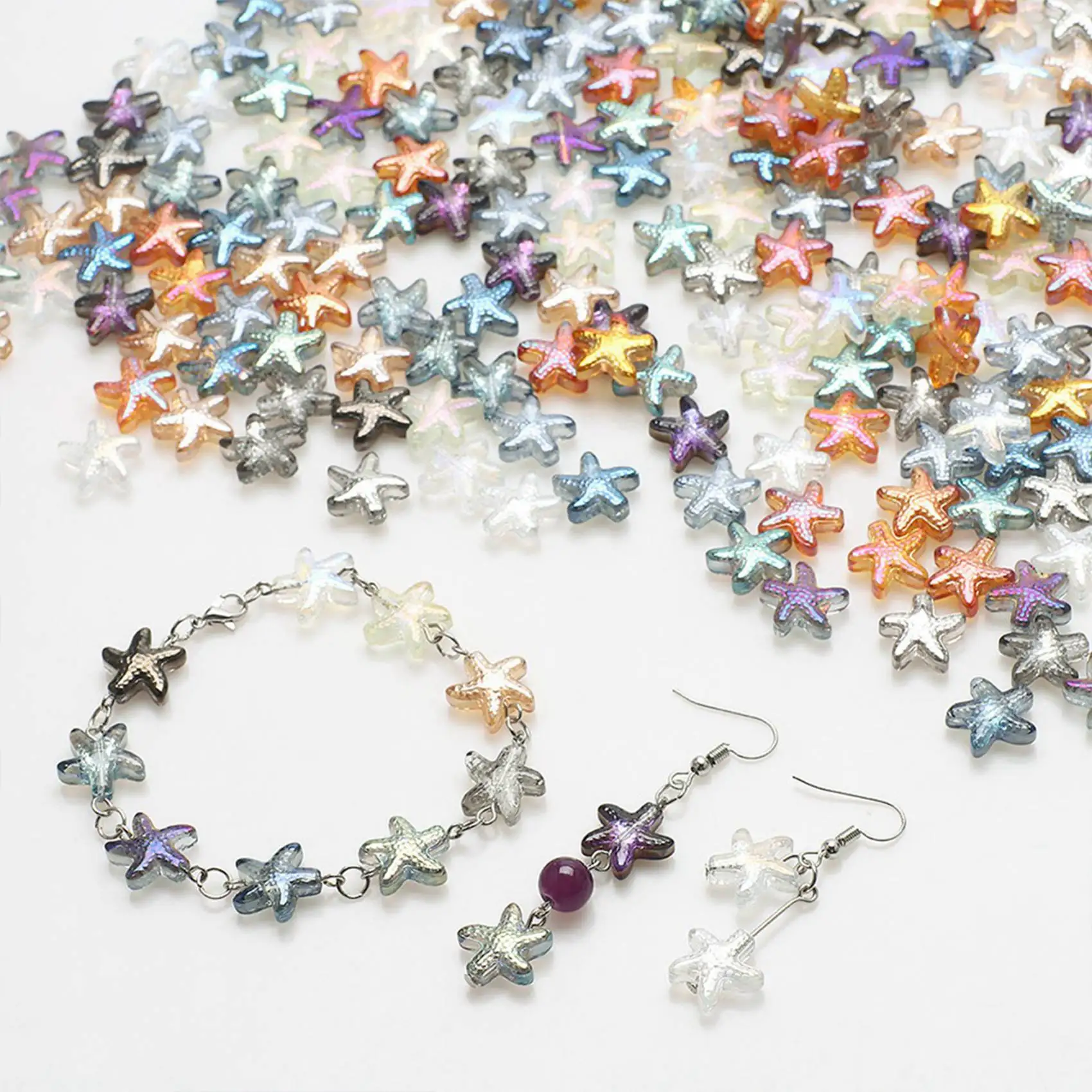 T21C 120Pcs Crystal Pendant Fish Starfish Shape Glass Faceted Beads Crafts Material Jewelry Making Earing Supplier