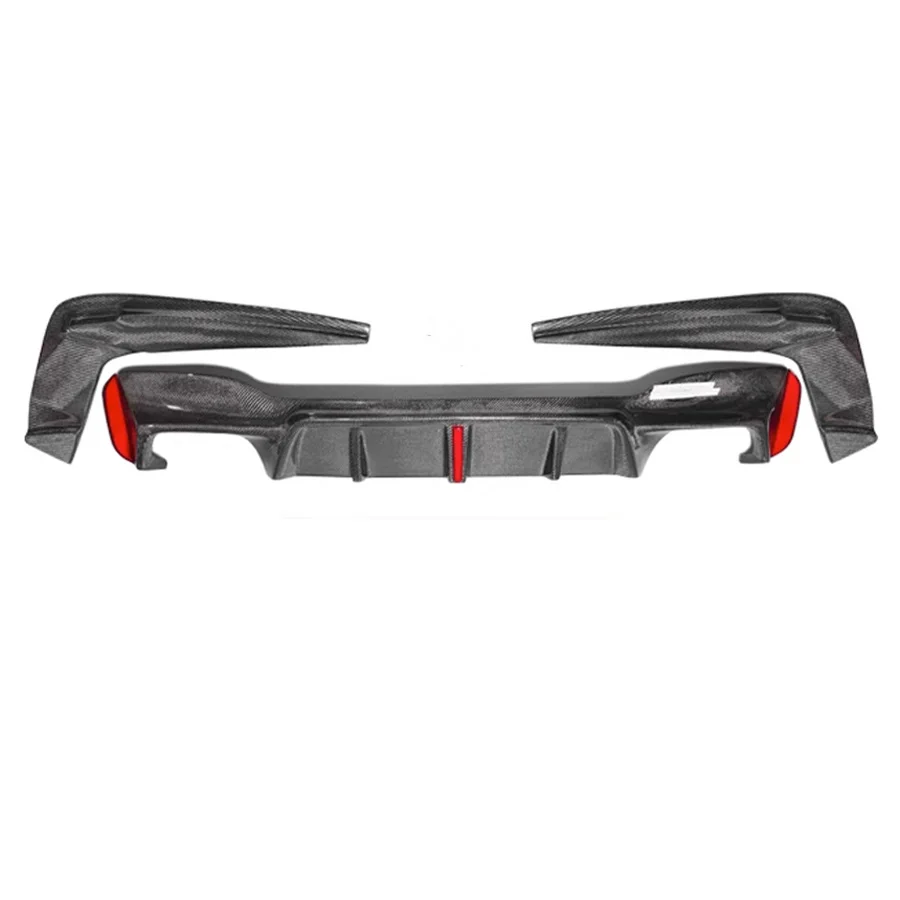 For BMW 5 Series M5 F90 G30 G38 540 3D with lights Style Carbon Fiber Car Rear Bumper Diffuser Rear Splitters Spoiler Back lip