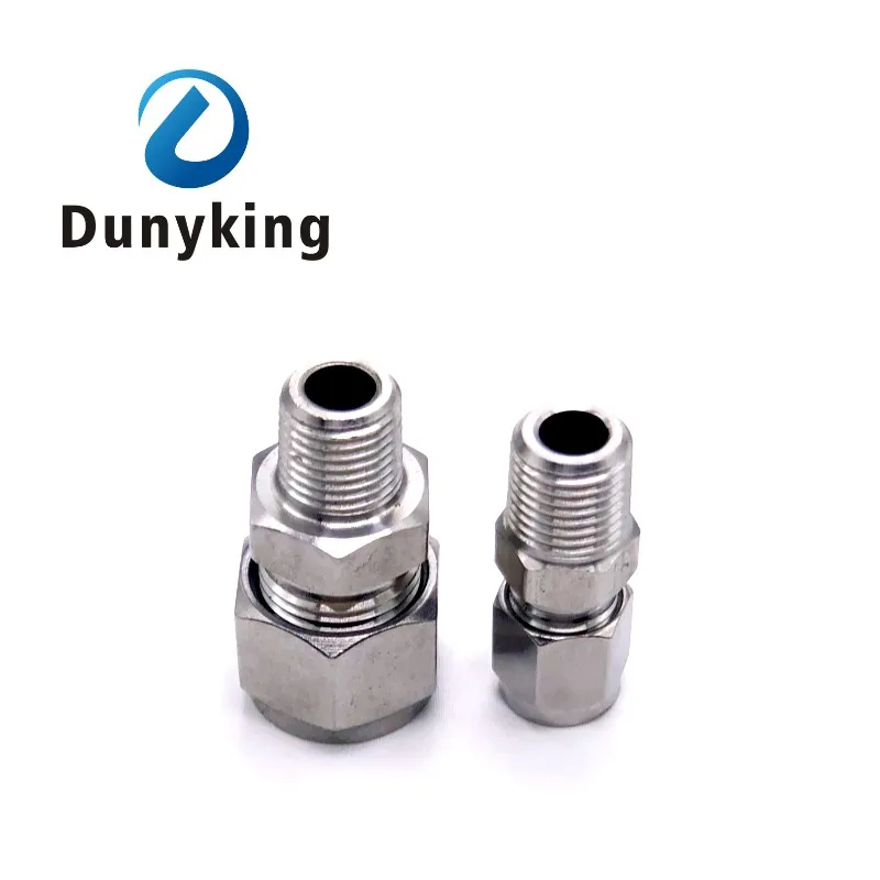 Conector de compresión de doble férula de acero inoxidable SS 304, tubo de 6mm, 8mm, 10mm y 12mm a 1/8 \