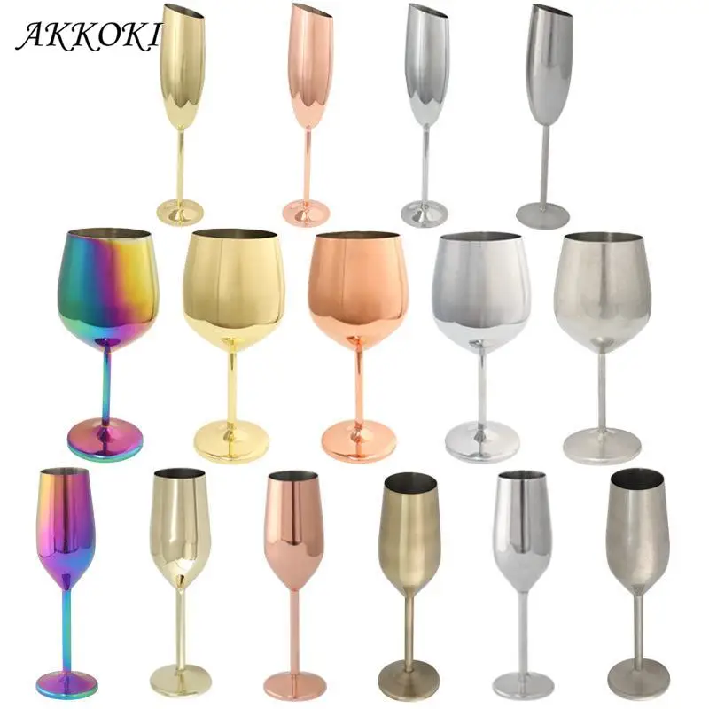 Stainless Steel Red Wine Goblets Champagne Cocktail Drinking Cup Charms Juice Drink Wine Glasses Party Barware Supplies