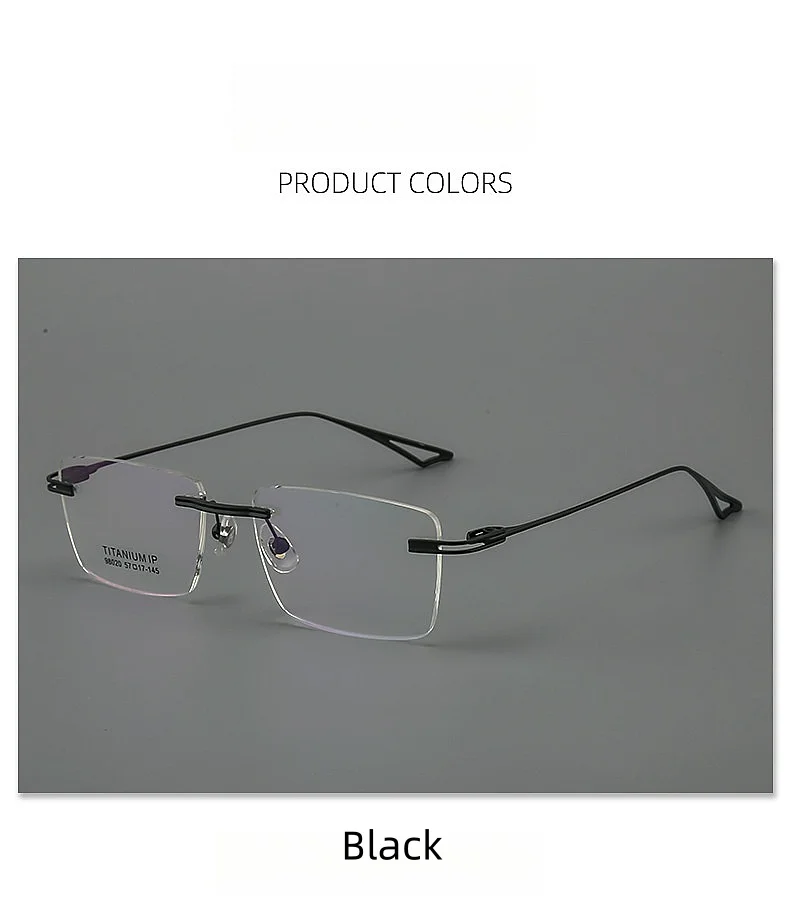 JAEVAR Rahmenlose Brille aus reinem Titan, ultraleicht, für Geschäftsleute, quadratischer Rahmenrahmen, optischer Rezeptrahmen für Herren 98020 – Detail 9
