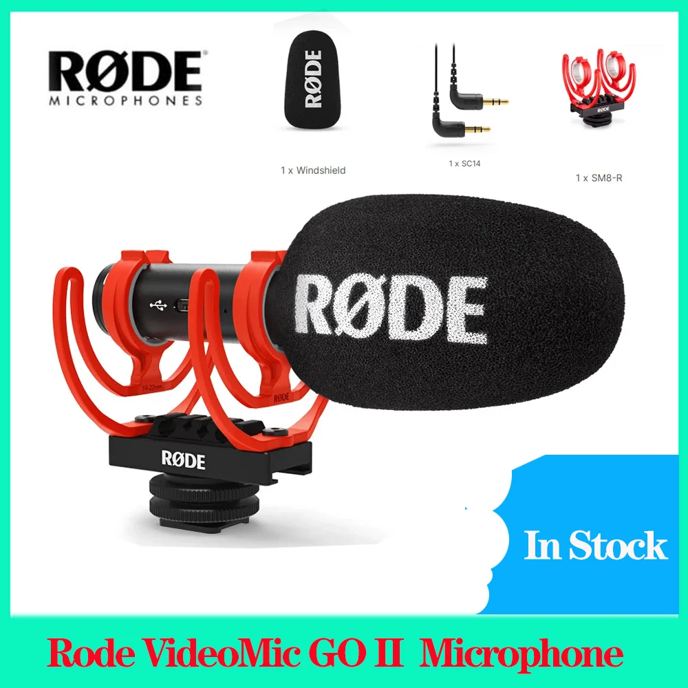 Rode VideoMic GO II Studio Microphone Video Mic for PC Phone DSLR Camera Streaming Audio Video Professional Mic Accessories