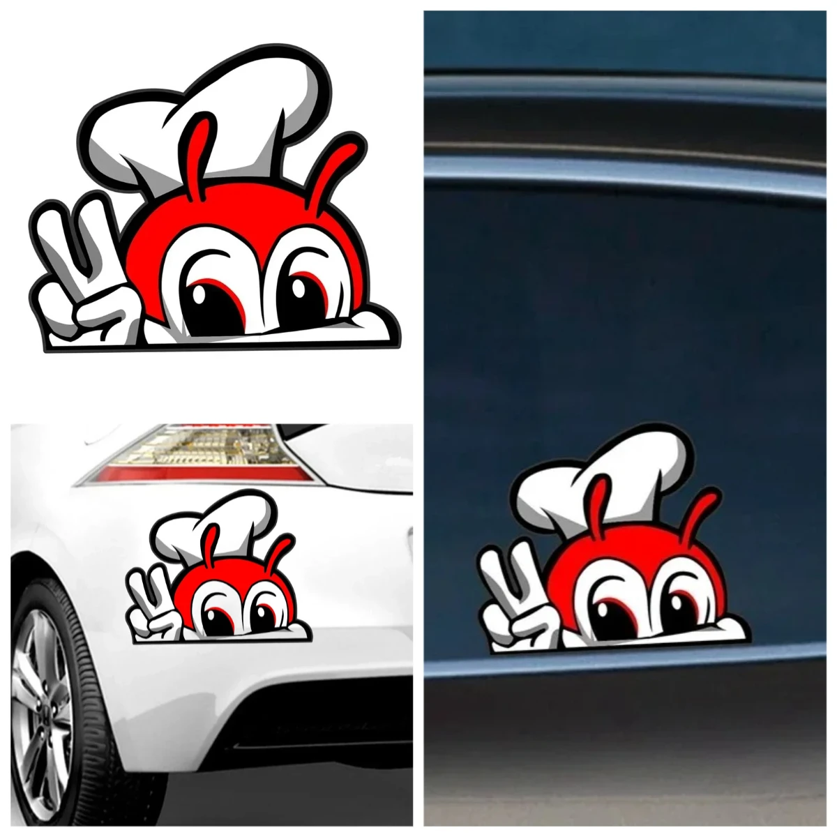 

Cute JOLLIBEE Peeking Anime Car Sticker PVC Decal for Automobiles Motorcycles Exterior Vinyl Accessories