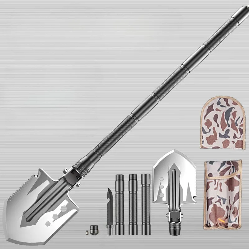

Outdoor Folding Shovel Portable Multi-functional Camping Shovel Survival Equipment Aluminium Alloy Handle Self-defense Tools