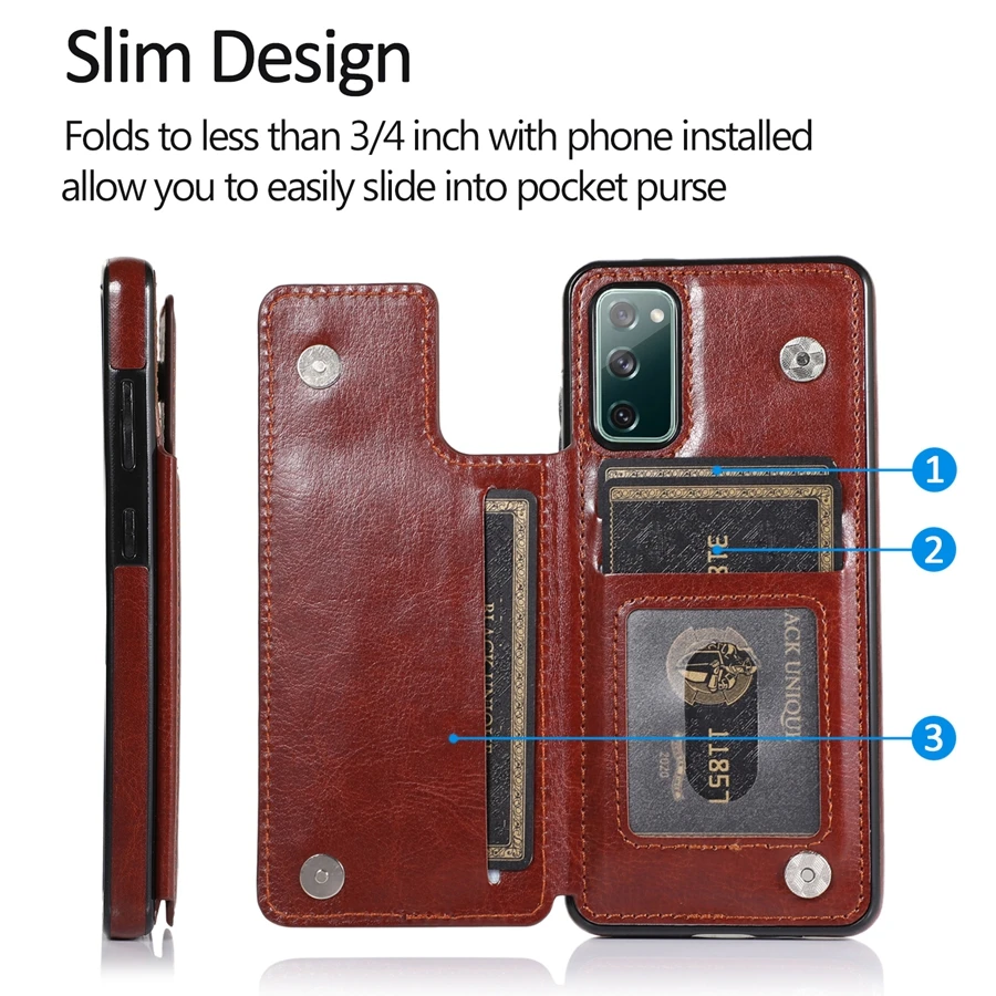 Wallet Double Button Protection Leather Case For Samsung Galaxy A12 A22 A32 A51 A52 A71 S22 S21 S20 Plus Ultra FE S10 S9 S8 Plus