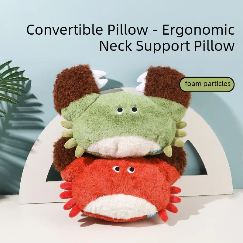 Deformable Cute Crab U-shaped Pillow Cushion Foam Particle Pillow Cartoon Multifunctional Doll Neck Support Pillow