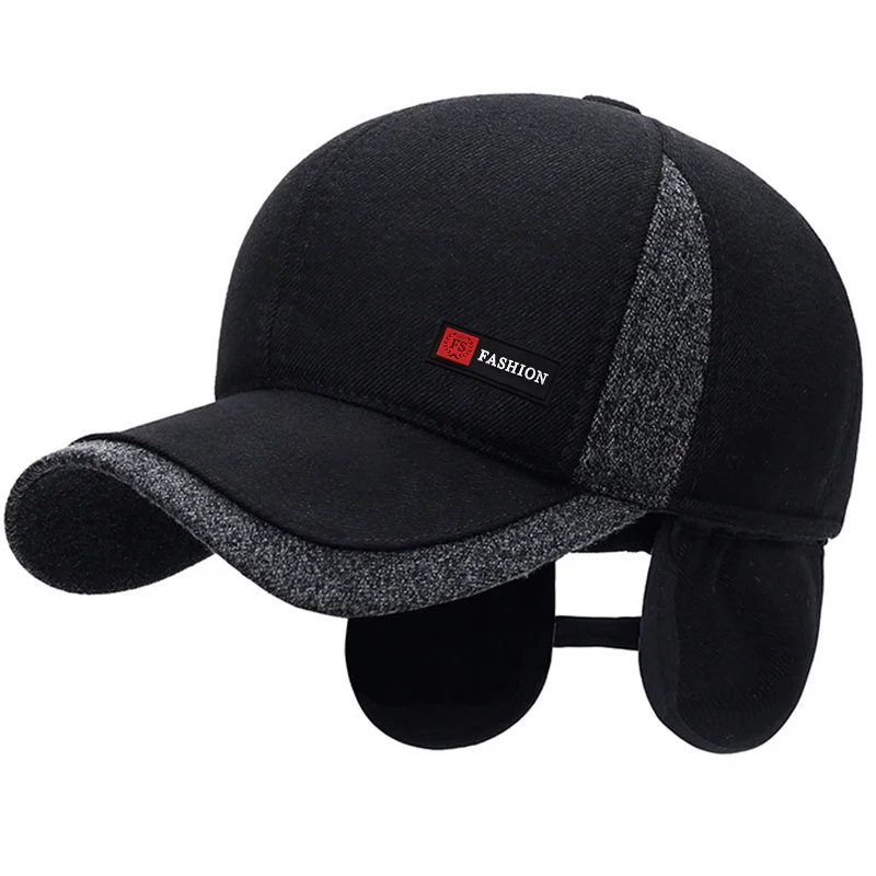 New Winter Dad Hats Men\'s Baseball Cap Thicken Cotton Warm Snapback Caps For Men Windproof Ear Protection With Earflap Hat