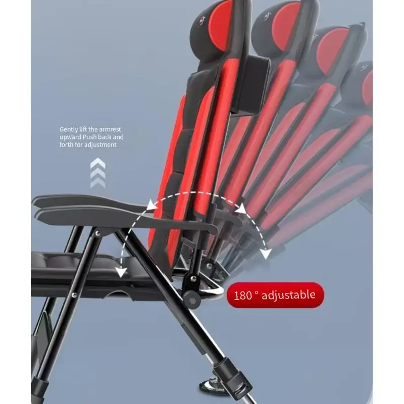 All-Terrain Folding Fishing Chair - Reclining Adjustable Height Camping Lounger with Footrest, Portable Comfortable Seat