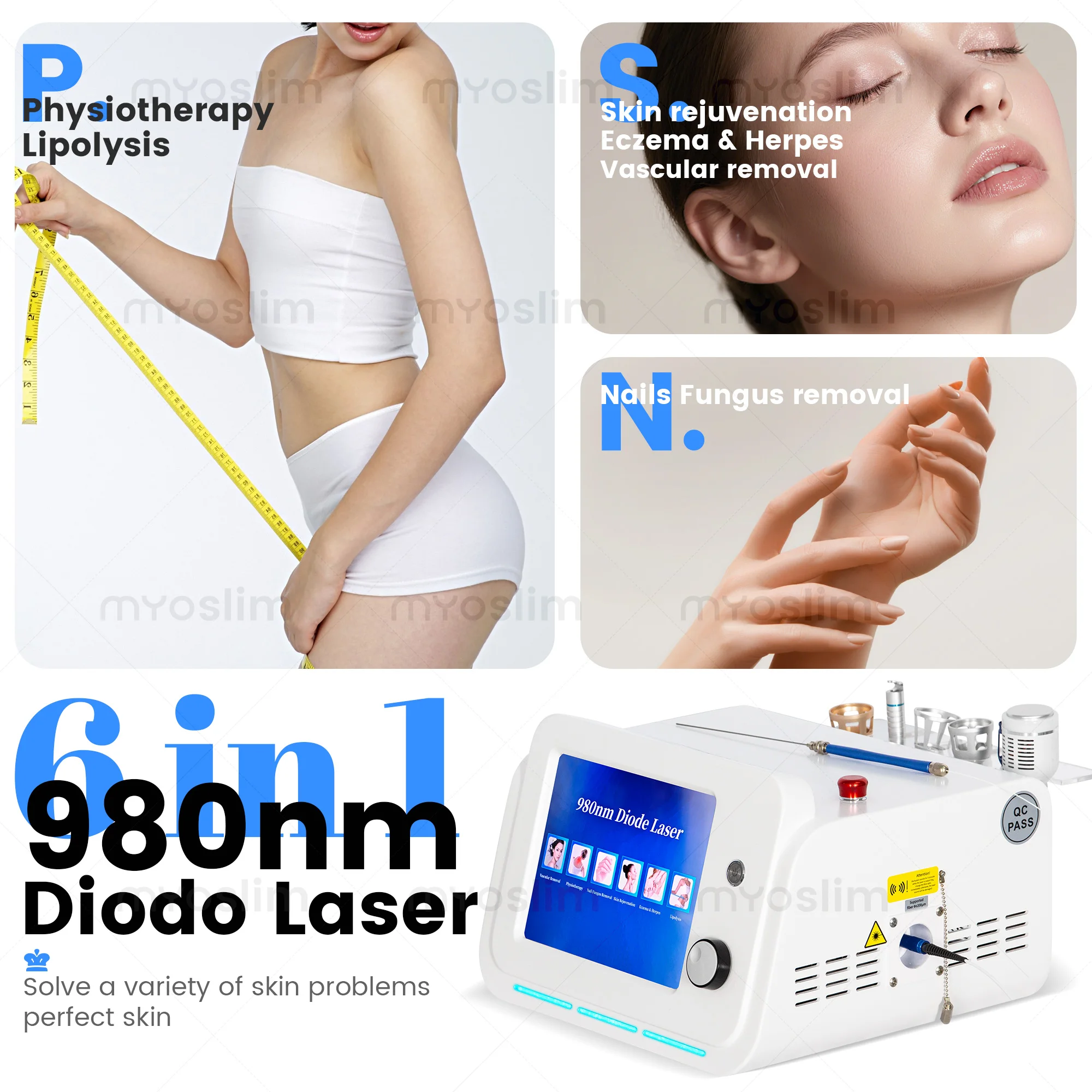 

Professional 980nm 6in1 Diode Laser – Endolaser Face Lifting Fat Melt Spider Veins Vascular Removal Skin Tightening Machine
