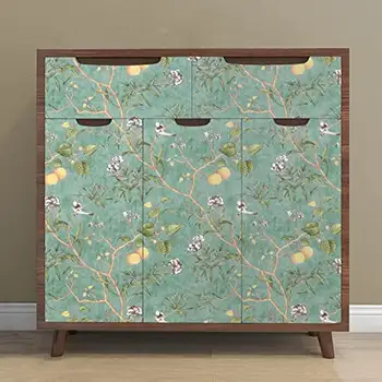 Vintage botanická tapeta s ptáky, samolepicí vinylová tapeta, zelený odnímatelný kontaktní papír pro bytové dekorace 8 nejlepší prodej Tapeta s akcemi - №6