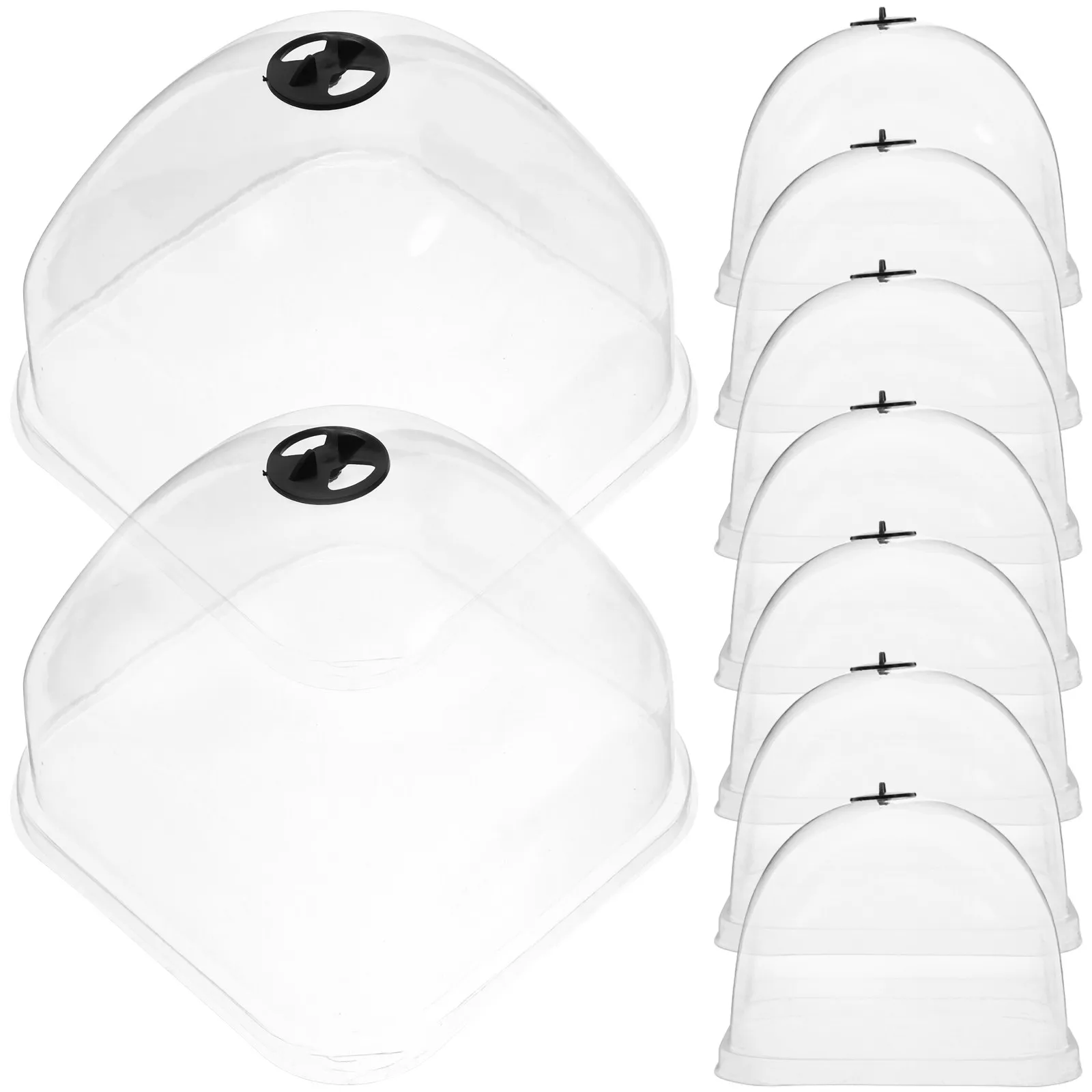 

10 шт. прозрачных пластиковых куполов-колпаков для растений с регулируемым вентиляционным отверстием, защита от заморозков