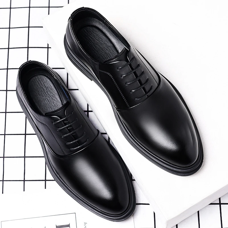 

Mens Business Formal Casual Leather Shoes British Korean Style Pointed Toe Groom Wedding Dress Shoes For Suit Comfortable