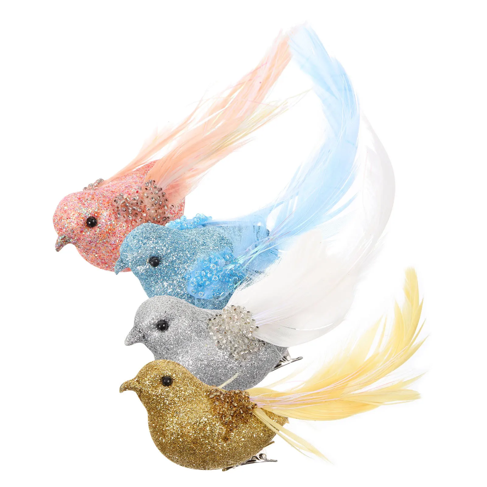 

4Pcs Realistic Bird Ornament Small Foam Bird Decor for Xmas Tree Bright Chic Garden Balcony Festive Atmosphere Decor