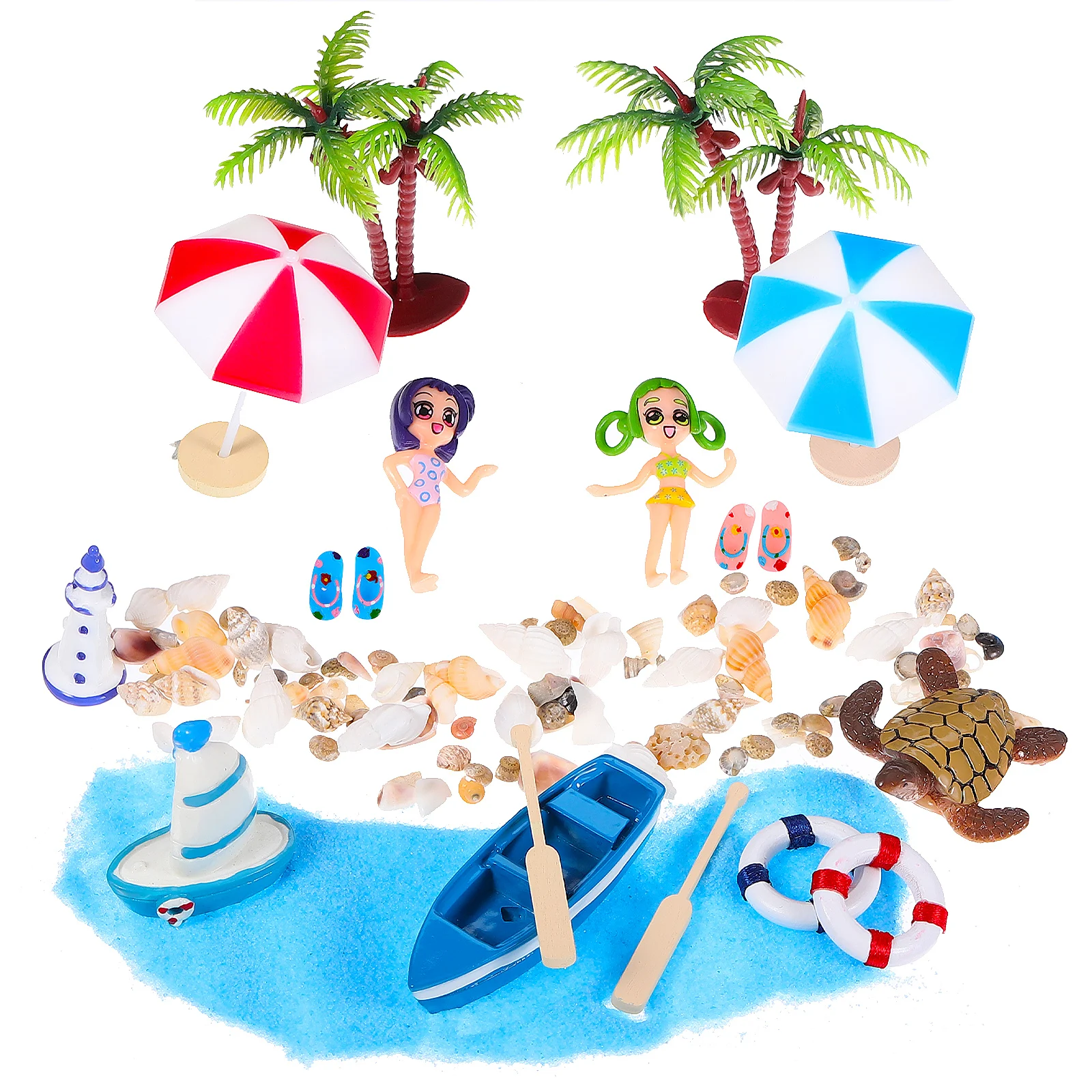 

11pcs Mini Beach Decorations Realistic Plastic Palm Tree Accessories for Miniature Garden naments l scaping Tiny House Beach