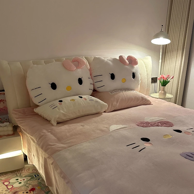 Anime Hello Kitty Figure Throw Pillow Dormitory Sleeping Headboard Backrest Bed Cushion Decoration Children Birthday Gift Toy