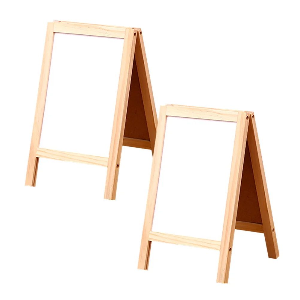

2Pcs Erasable Chalk Board Double-Sided Wooden Writing Board Portable Reusable Whiteboard for Drawing Learning and Message