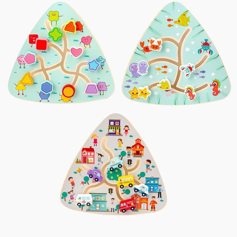 

Деревянная доска-лабиринт для детей — головоломка с раздвижной дорожкой для логики и концентрации, семейная игра в стиле Монтессори, рождественские подарки