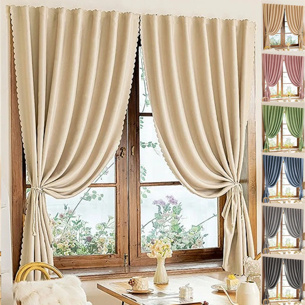 

100% Blackout Curtain Self-adhesive Sunshade Curtains French Curtains Home Sun Shade Cloth Bedroom Privacy Protection Curtain