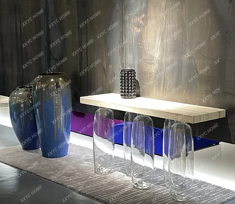 

N modern anti-gravity glass art porch table hotel living room villa