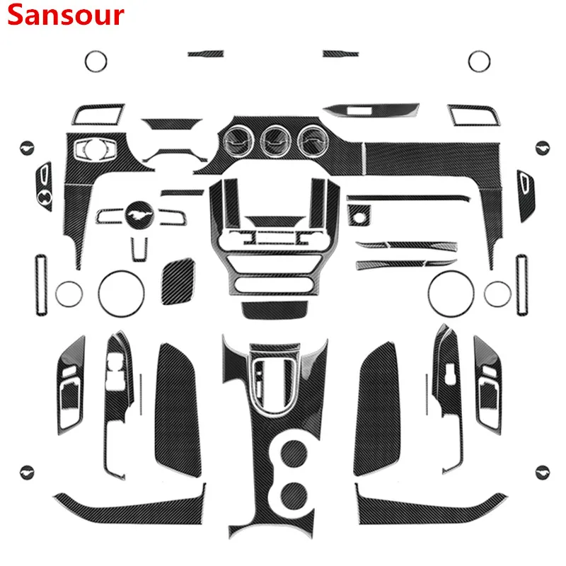 

Наклейки на автомобиль Sansour для Ford Mustang, украшение салона автомобиля из углеродного волокна для Ford Mustang 2015 + аксессуары для стайлинга автомобиля