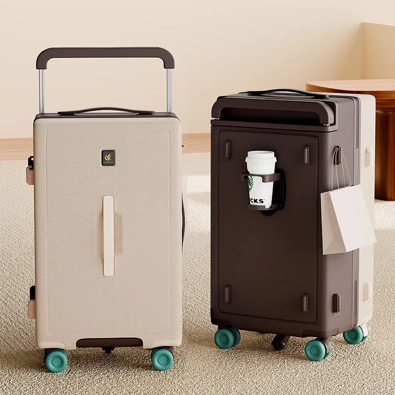 

Wide Tie Rod Travel Suitcase on Wheels Multifunctional Travel Bags Large Capacity Rolling Luggage Case