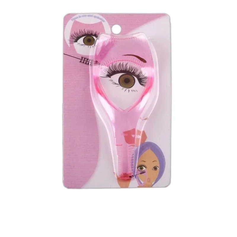 Portable Women/Girl Crystal 3 In1 Eyelash Card Make Up Eye Mascara Eyelash Comb Plastic Applicator Guide Card Mini Tools