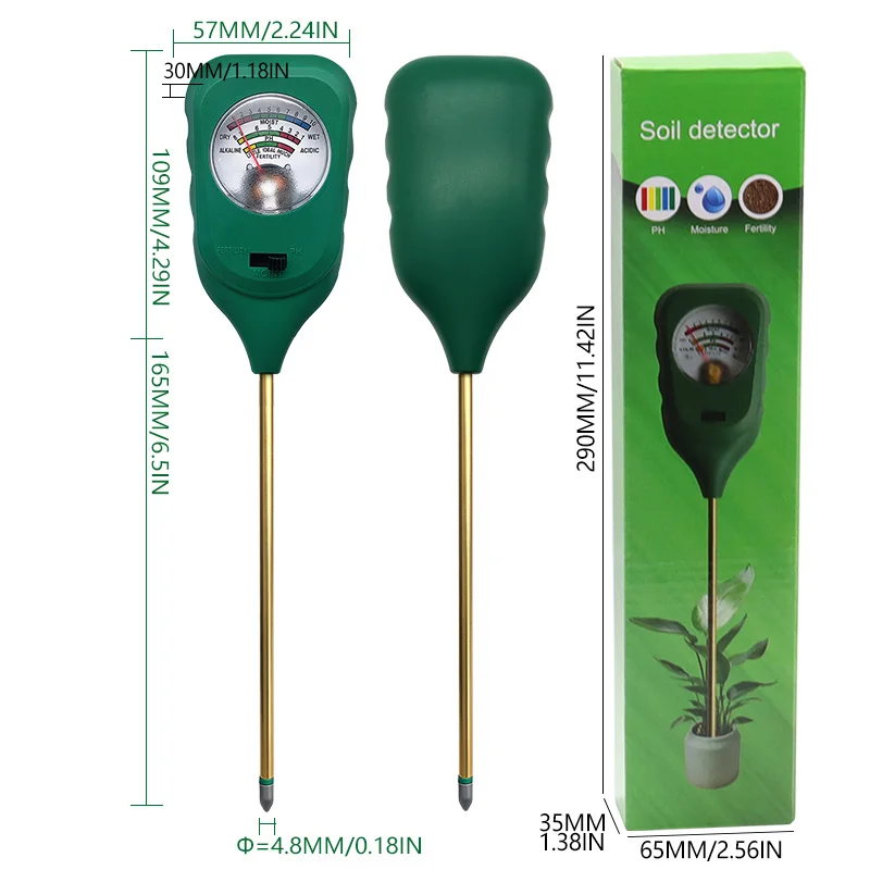 pH, Acidity, Alkalinity Tester Soil Three-in-one Detection Pointer Type Fertility Meter for Measuring Moisture