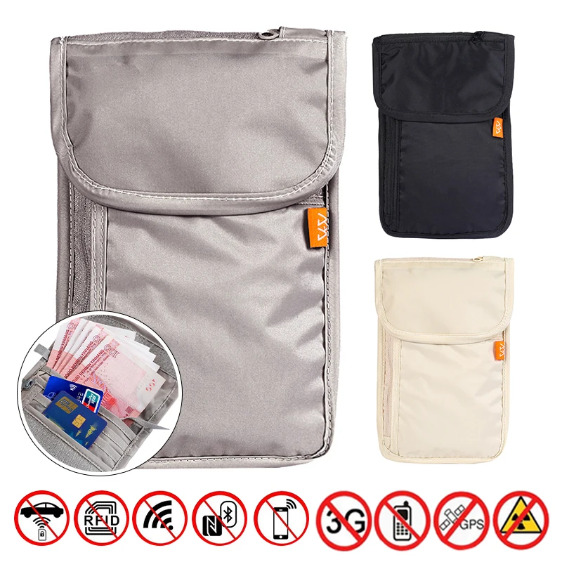 RFID Blocking Travel Bag Passport Holder Phone Wallet Card Organizer Storage Bag Multi-Pockets Anti-theft Pouch Faraday Bags