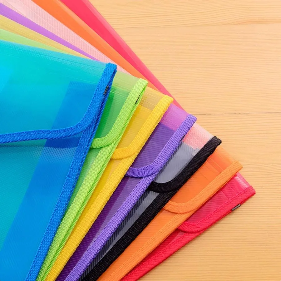 7 Pack File Folder Expandable Poly Envelopes B4 Plastic Document Folder Button Closure Waterproof File Pouch with 7pcs Black Ge