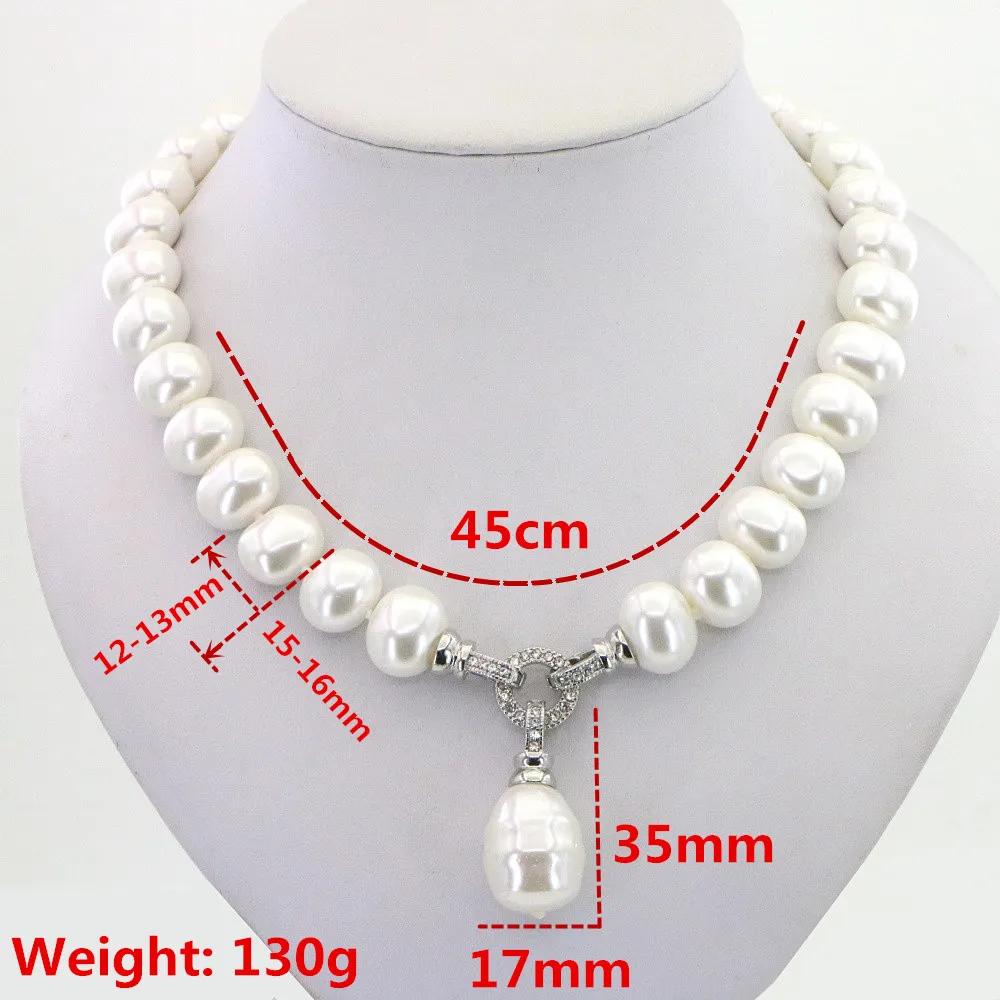 Elegant Baroque Pearl Necklace Pendant for Women and Girls Wedding Jewelry Christmas Anniversary Gift for Her Birthday Party