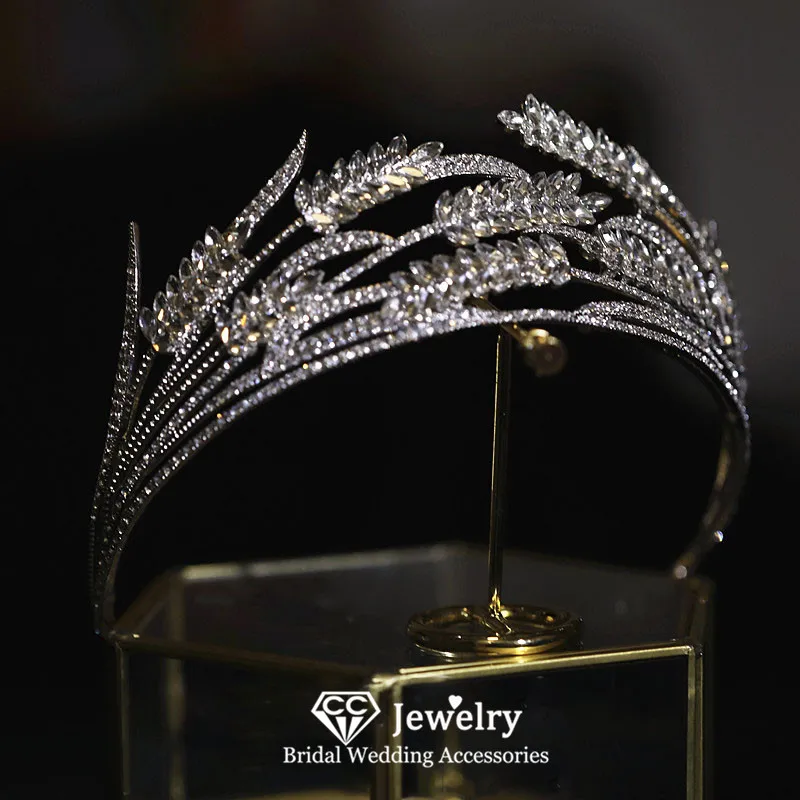 CC Trendy Crown Wedding Hair Accessory Women Hairwear Bridal Headdress Engagement Jewelry Wheat Tiara Diadems Pageant Gift HS34
