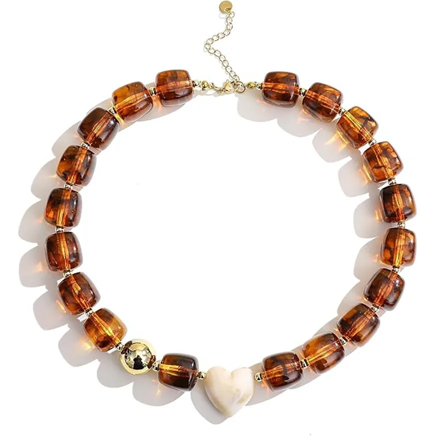 New Maillard Style Smudged Acrylic Geometric Bracelet and Necklace, High-end, Simple, Luxurious and Versatile