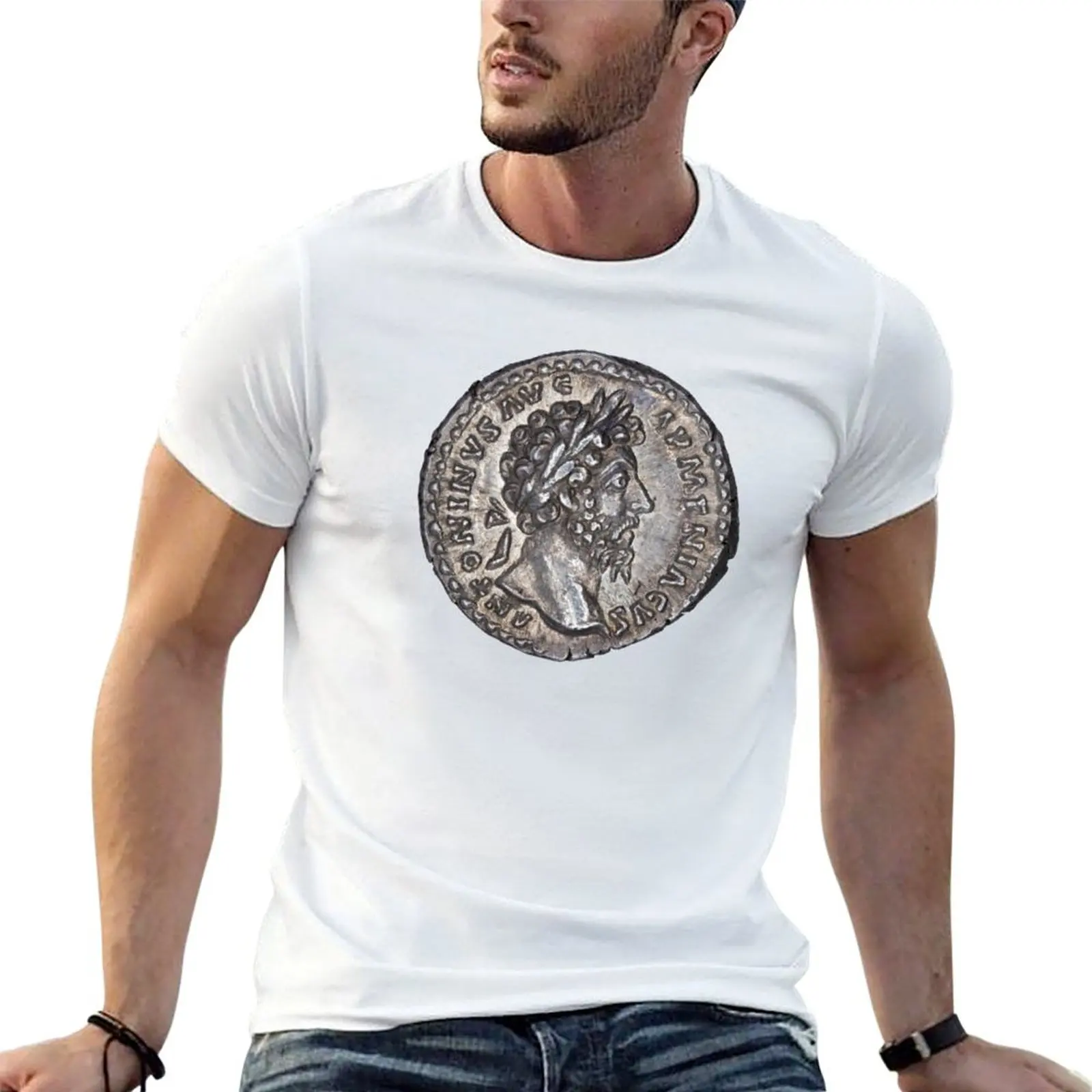 

Roman Emperor Marcus Aurelius denarius portrait, 164 AD T-Shirt anime tshirt cotton t shirts high quality T-Shirt