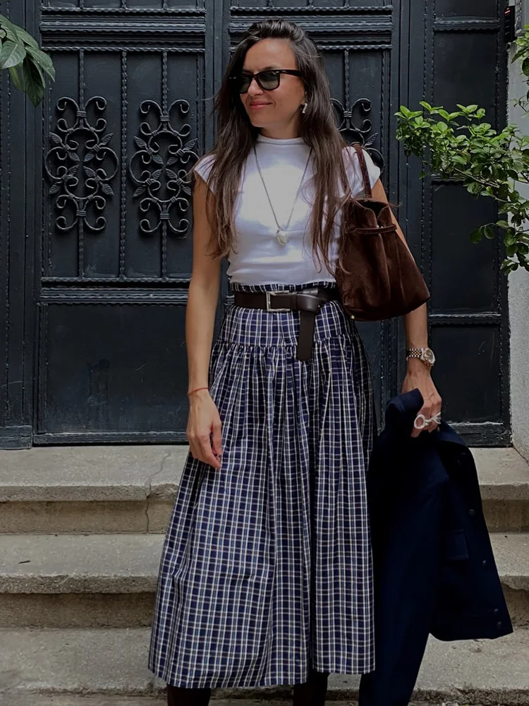 HH Gonna lunga da donna con decorazione a pieghe asimmetrica in vita elastica alla moda Gonna stile street casual a vita alta da donna solida