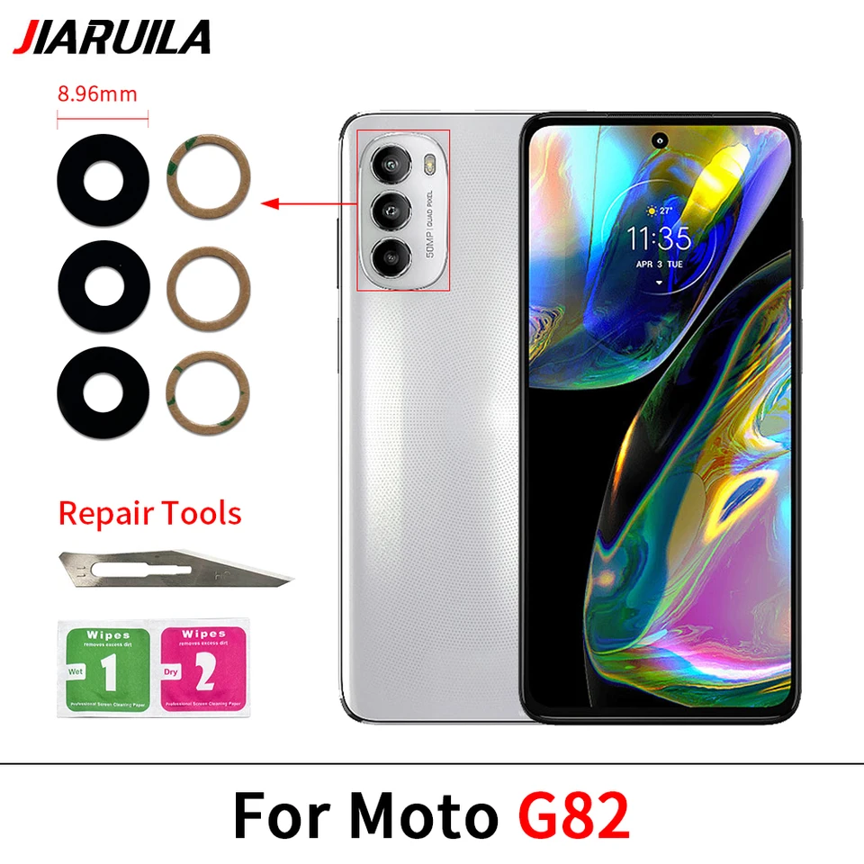 Cristal de cámara trasera con adhesivo para Moto G35, G75, G50, G51 5G, G52, G53, G54 5G, G60, G60S, G62, G73, G82, G71, G84 5G, G85 5