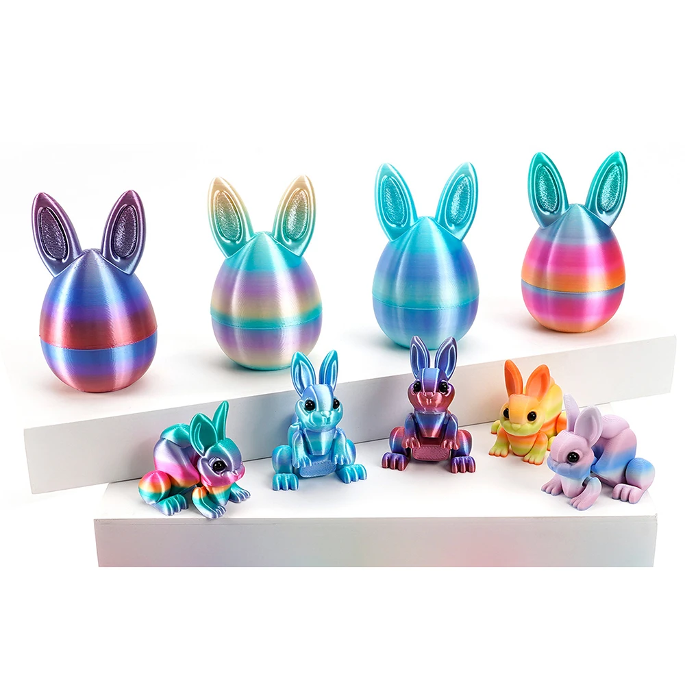 1pc bonito 3d impresso ovos de coelho com mini coelho surpresa ovo para crianças festa de páscoa favores aniversários presentes goodies enchimento