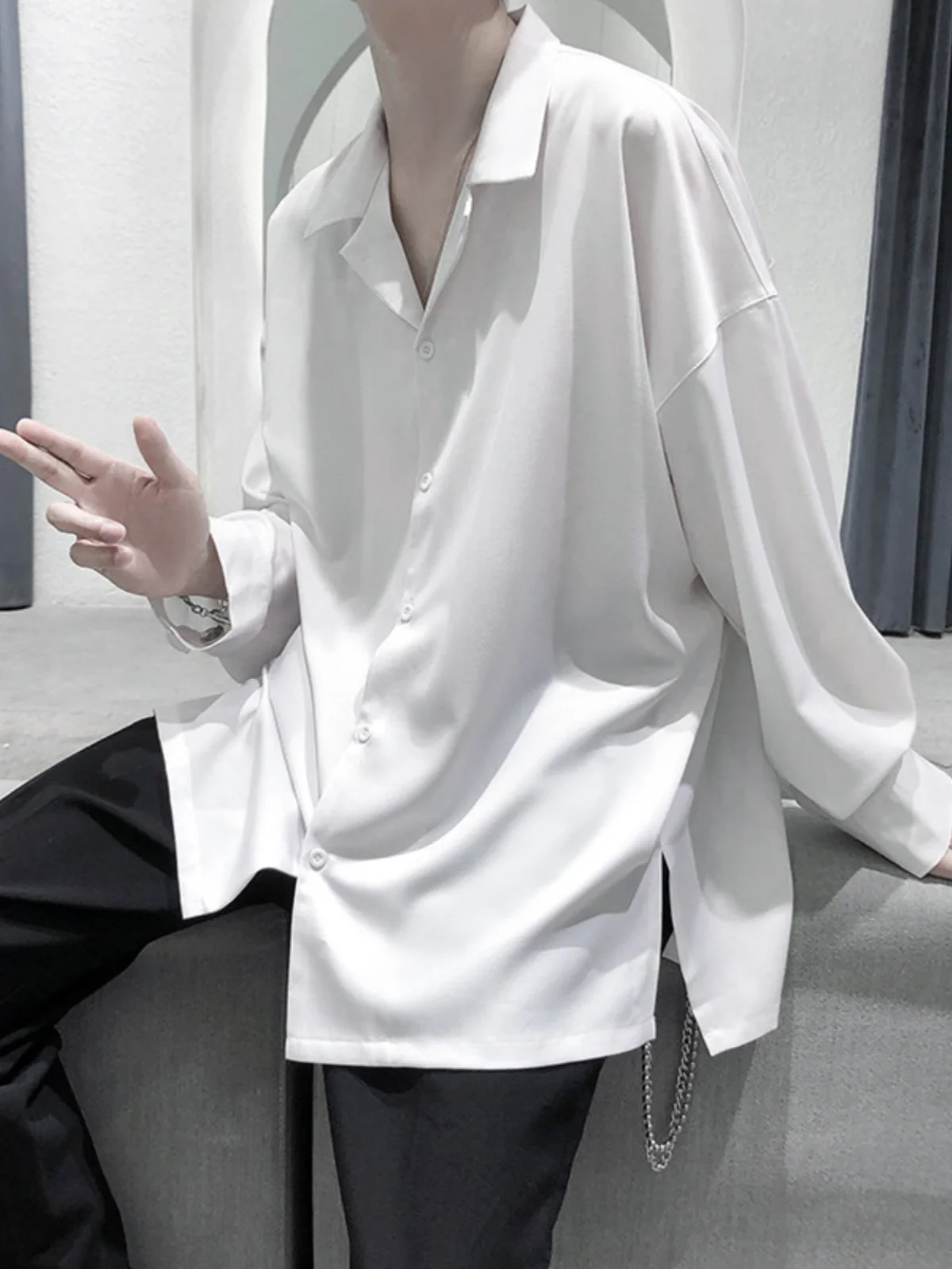 

Мужская рубашка Cleanfit с кубинским воротником, длинная, повседневная, для ношения как нижняя или верхняя одежда, весенний модный тренд, молодежная.