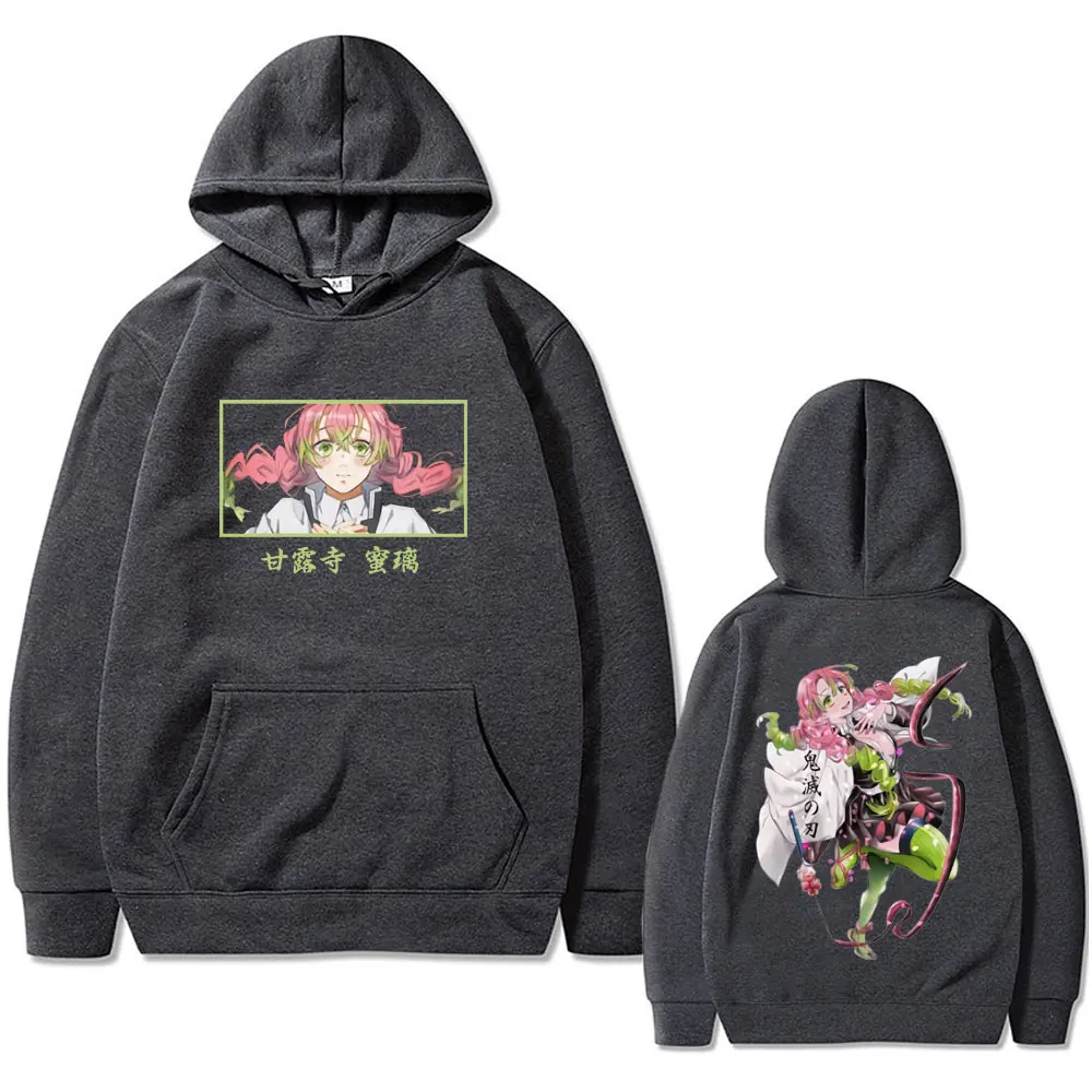 Anime Demon Slayer Kanroji Mitsuri Grafische Hoodie Kimetsu Geen Yaiba Trui Mannen Vrouwen Casual Fleece Katoen Oversized Sweatshirt